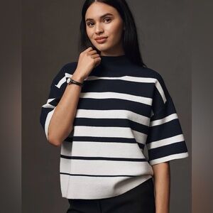 Anthropologie The Carys Mock-Neck Sweater by Maeve: Short-Sleeve Edition